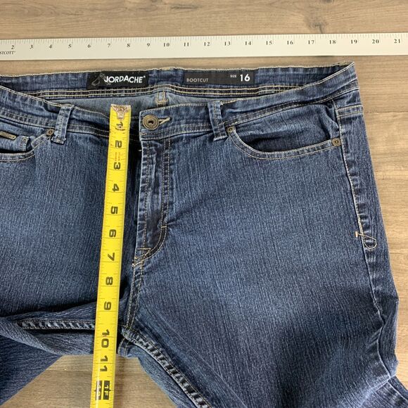 Jordache Womens Jeans Bootcut Size 16 Stretch Waist Dark Wash Flap Pockets - Picture 3 of 9